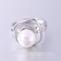 2018 hot sale latest design ring with water pearl 925 silver ring